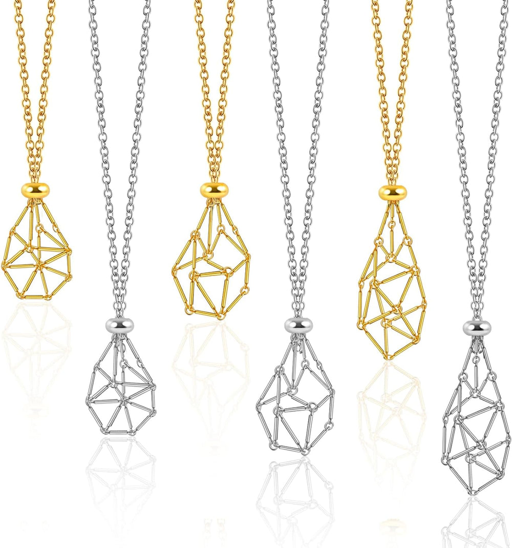 Crystal Chain Bamboo Style Cage Necklace