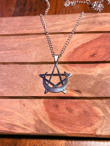 Moon and Pentagram Necklace