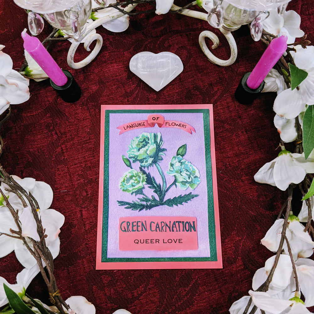Victorian Flower Valentines - Green Carnation - Queer Love