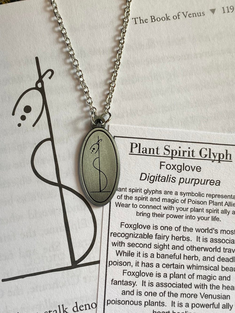 Foxglove Plant Spirit Glyph Pendant